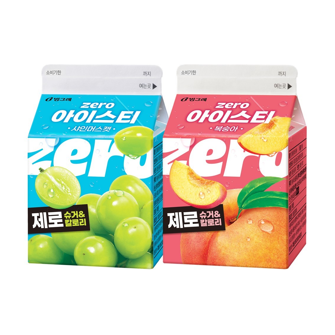 빙그레 제로 아이스티 2종(2026년 3월). 「제로 슈거&칼로리」 표기. 사진=빙그레 제공