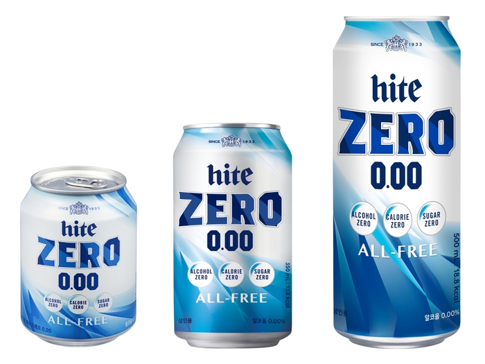 하이트제로 0.00 250·350·500mL. 2021년 리뉴얼로 알코올·칼로리·당류·나트륨을 모두 뺐다. 사진=하이트진로음료 제공